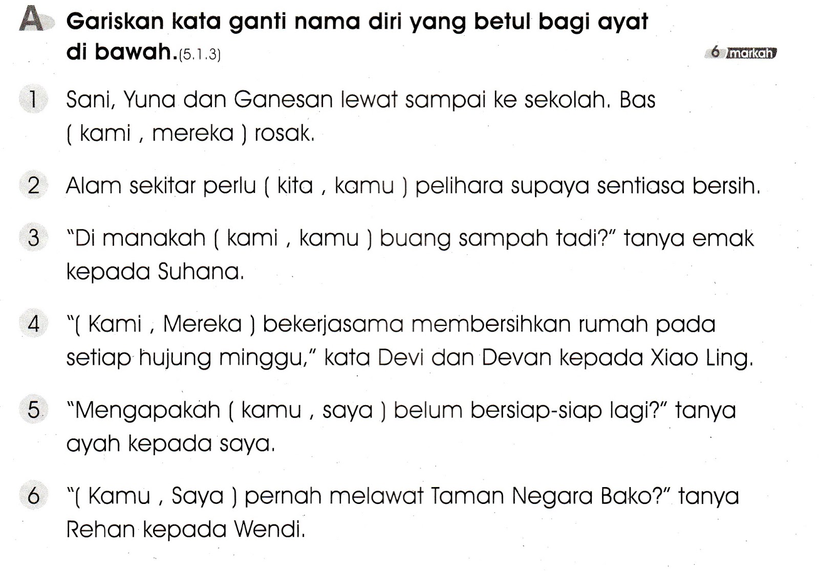 Soalan Kata Nama Am Tahun 2 - Selangor w